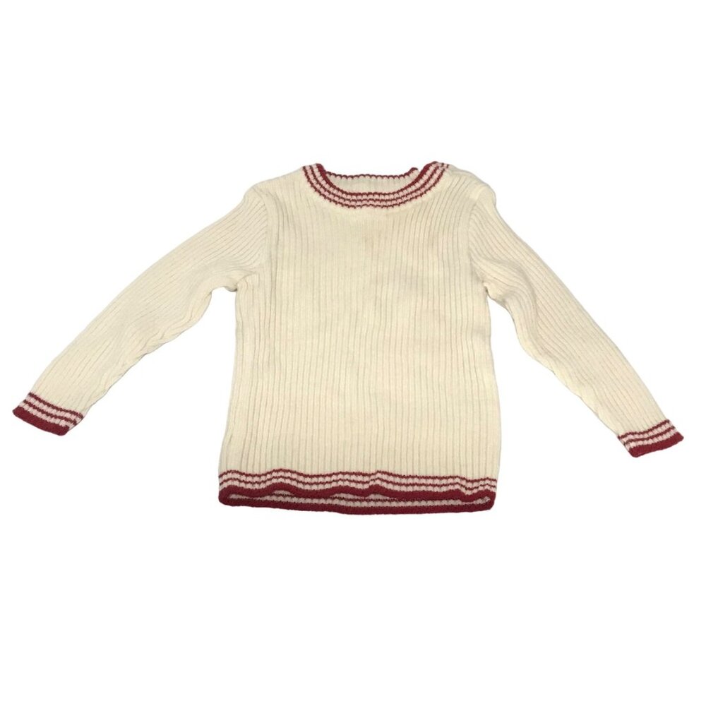 Vintage St. Bernard Baby Sweater  6-12 Months  Cream & Red